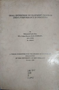 Small Enterprise Development Program (SEDP) Performance In Indonesia